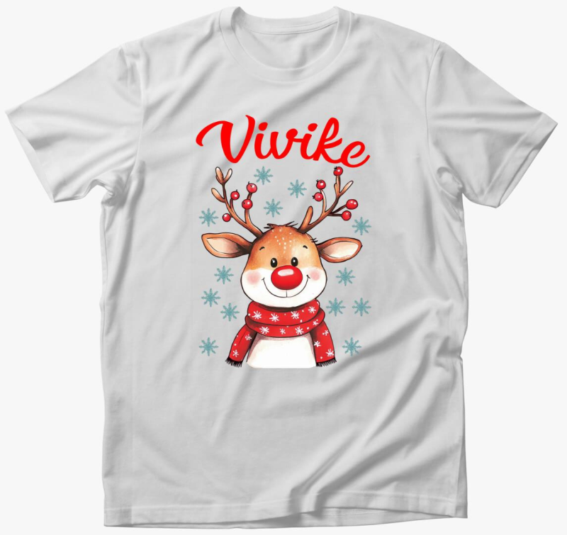 Karácsonyi családi szett rénszarvas fej hópihékkel feliratozható póló