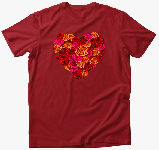 Szív rózsacsokor póló
