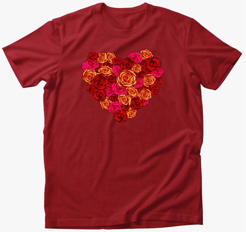 Szív rózsacsokor póló
