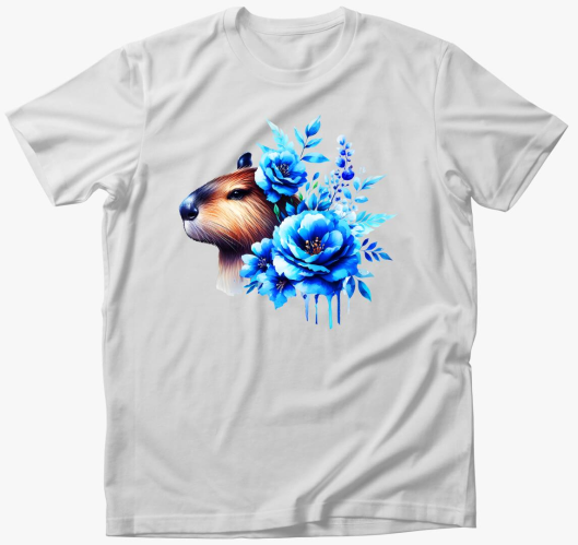 Kék virágos capybara póló