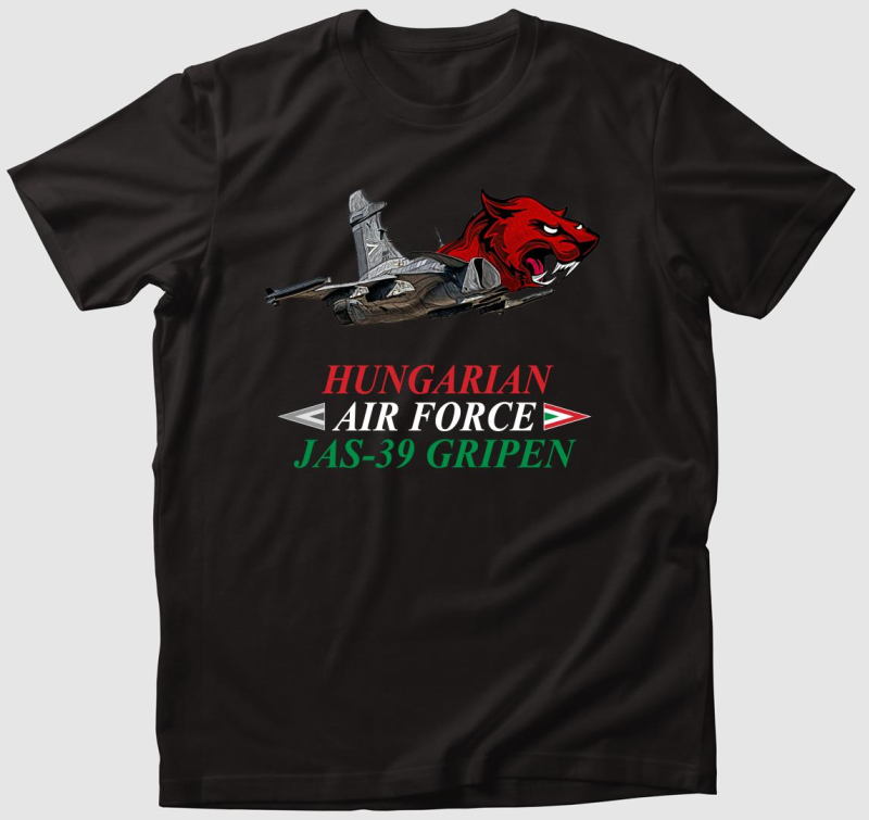 JAS-39 Gripen puma karikatúra piros-fehér-zöld felirattal póló