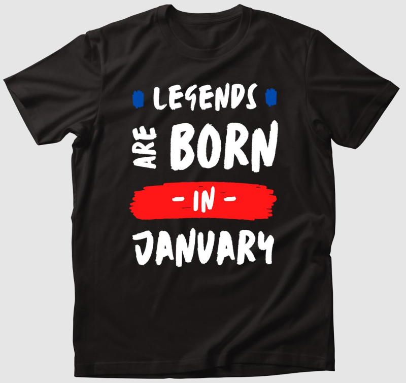 A legendák januárban (választható) születnek, szülinapos póló