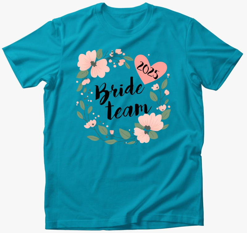 Bride team virágos póló