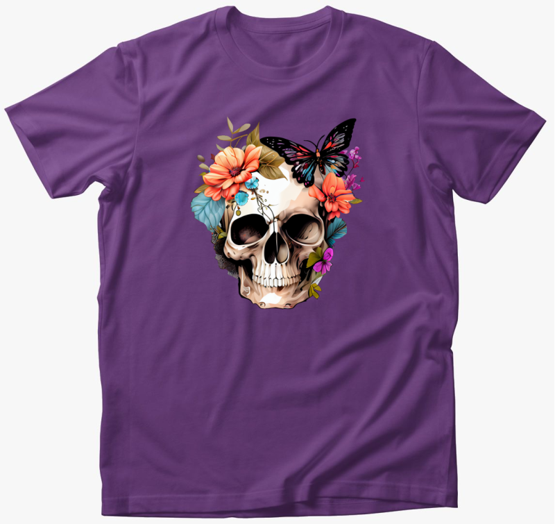 Virágos koponya póló