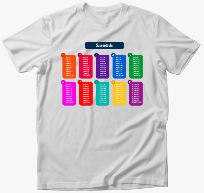 Színes szorzótábla póló