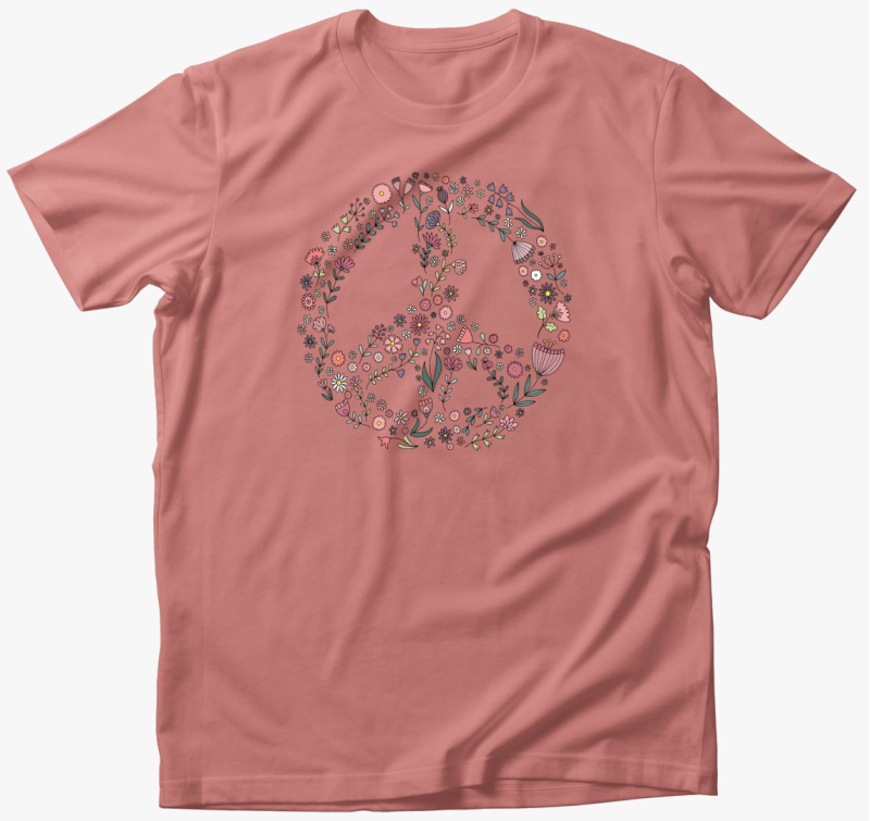 Békejel virágokból - színes póló