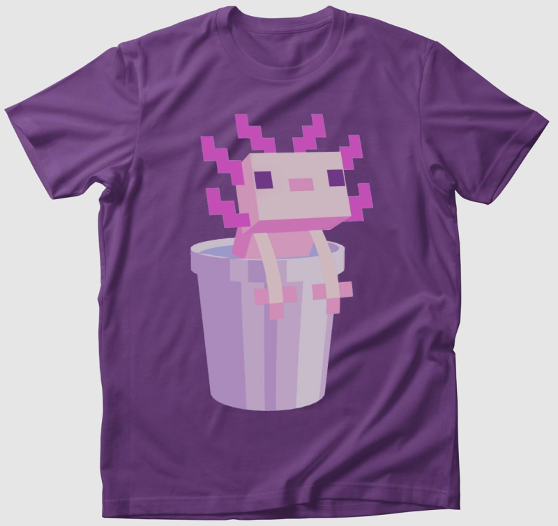 Minecraft axolotl a vödörben póló