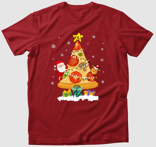 Pizza karácsonyfa póló
