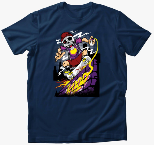 Gördeszkás csontváz póló