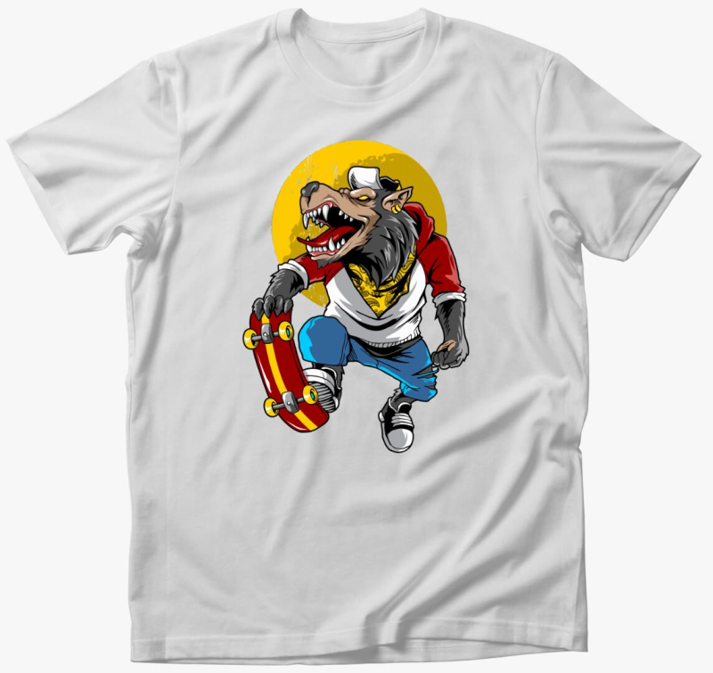 Gördeszkás farkasember póló