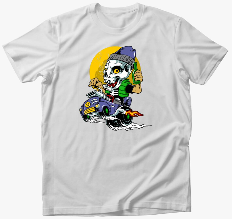 Halloween-i dragster csontváz póló