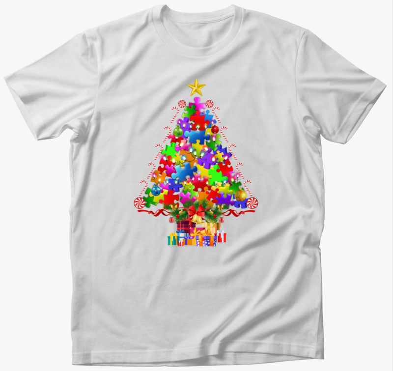 Puzzle karácsonyfa póló