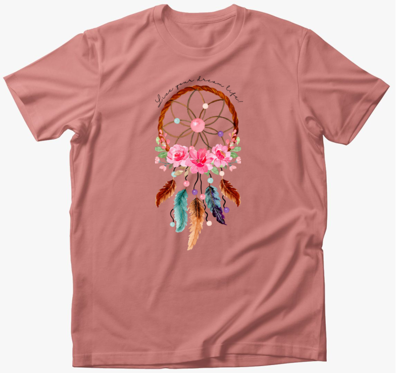 Álomfogó hippie póló, live your dream life - angol