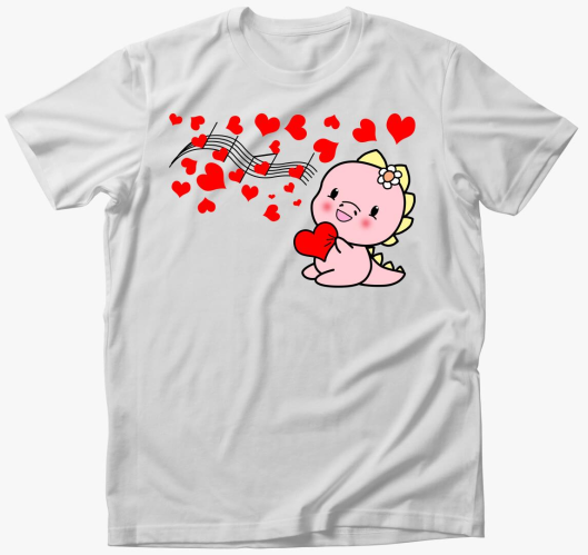 Dínó szívet gitároz lány póló...