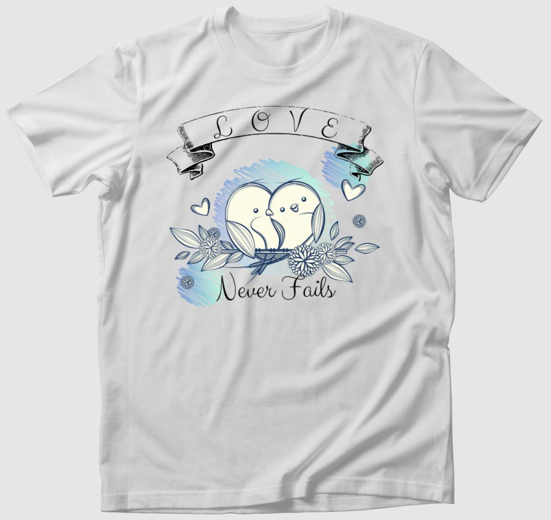 Love never fails szerelmes madárkák póló