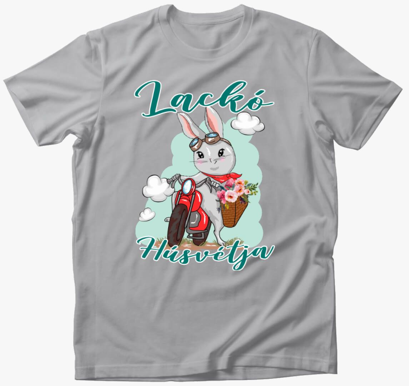Húsvét Nyuszi motoron névvel póló
