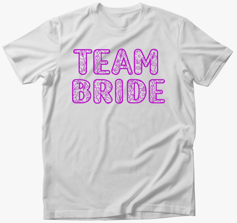 TEAM Bride virágos pink póló