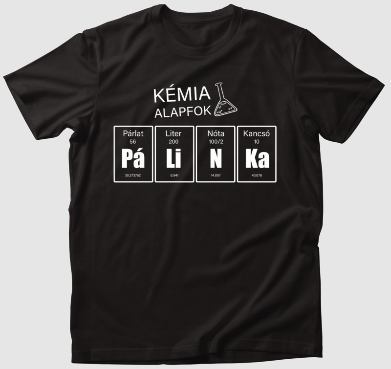 Pálinka kémia fekete vicces póló