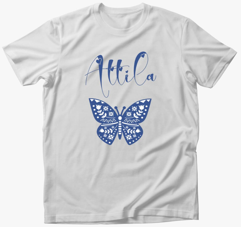 Kék folklór lepkés névvel póló