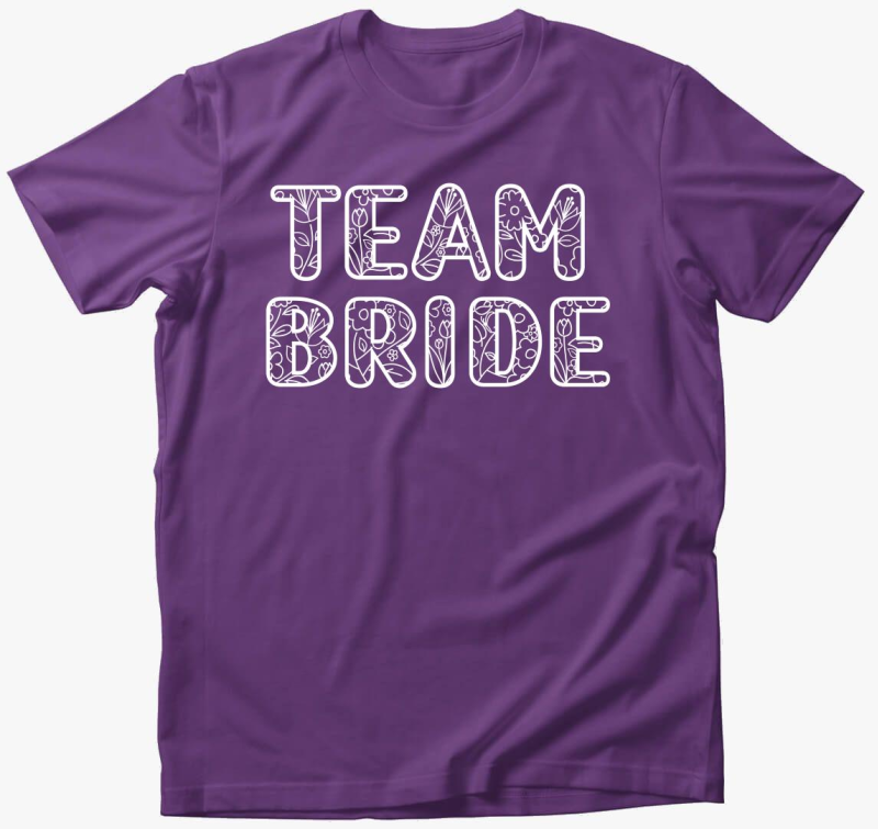 TEAM Bride fehér virágos betűs póló