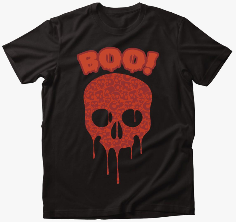 Boo red skull póló