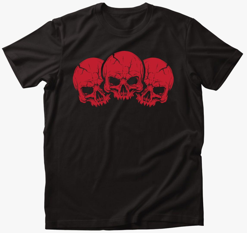 3 red skulls póló
