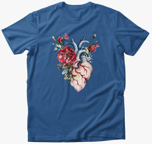 Szív virágos anatómia póló...