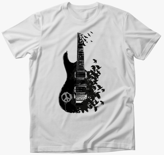 Black guitar and crow póló