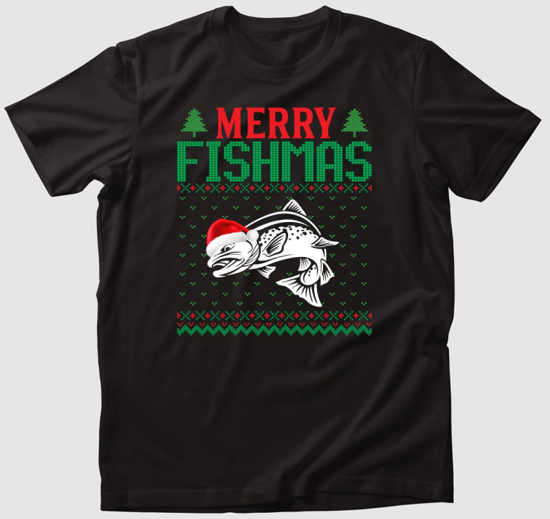 Merry fishmas karácsonyi horgász póló