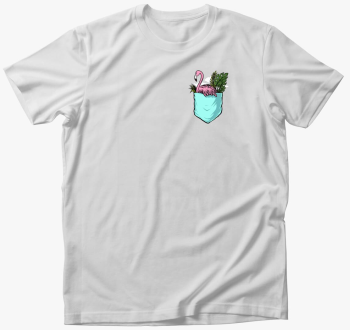 Flamingós zsebmintás póló