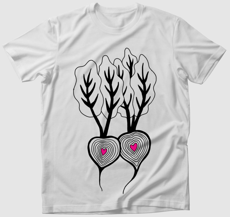 Cékla szív - vonalrajzos póló 