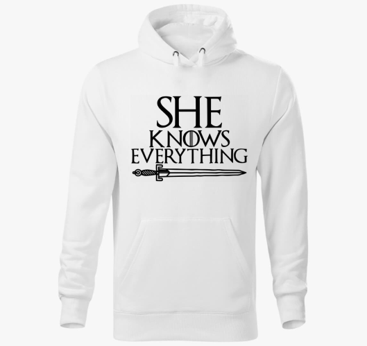 She Knows everything kapucnis ...