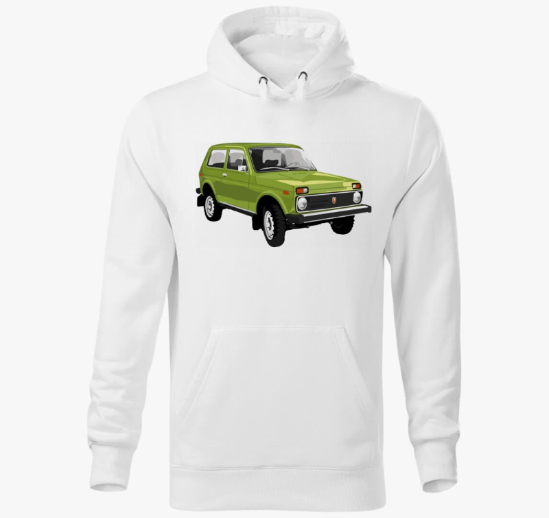 Zöld Lada Niva kapucnis pulóver