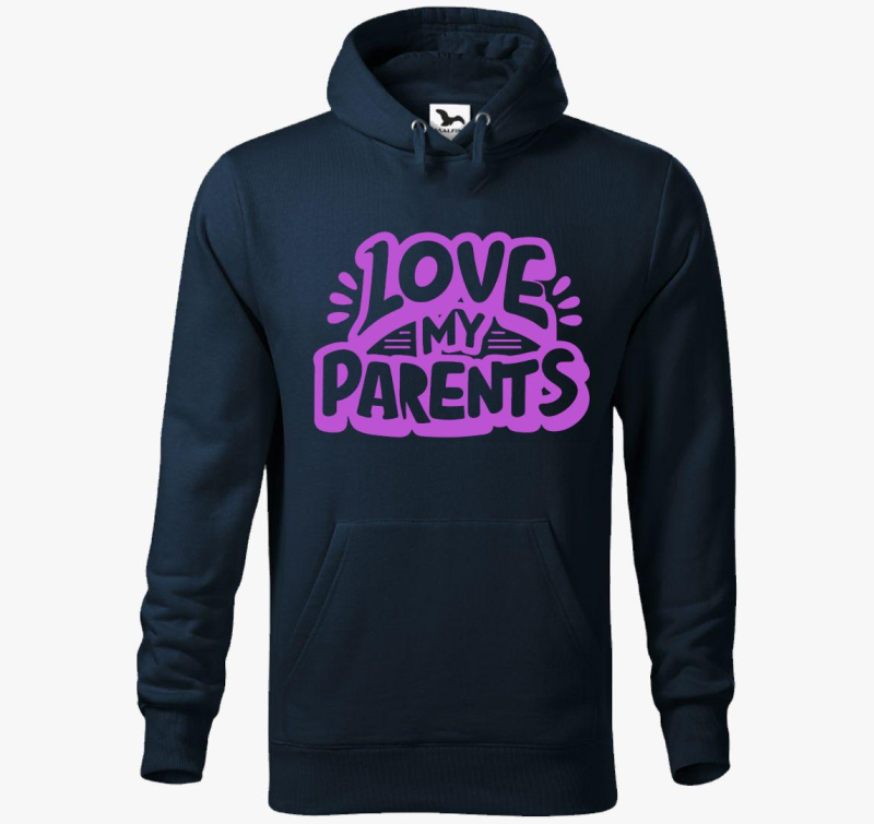 Love my Parents lilás kapucnis pulóver