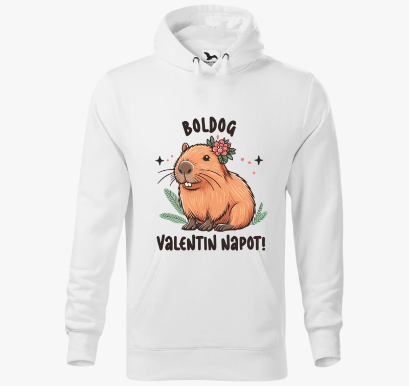 Capybara valentin kapucnis pulóver
