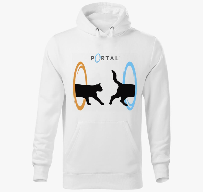 Portál macska kapucnis pulóver