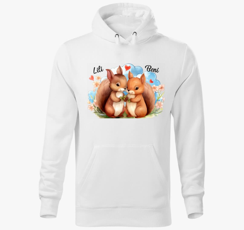 Összebújós szerelmes Mókusok kapucnis pulóver