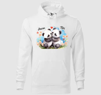 Összebújós szerelmes Panda kapucnis pulóver