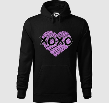 XOXO feliratos, lila mintás kapucnis pulóver