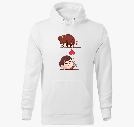 Cuki szerelmespár kapucnis pul...