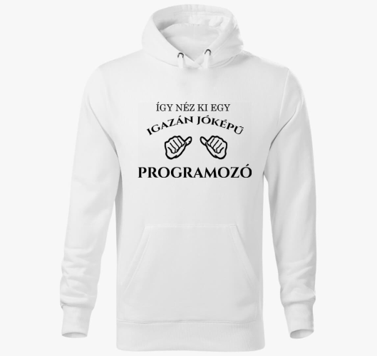 Jóképű programozó kapucnis pul...