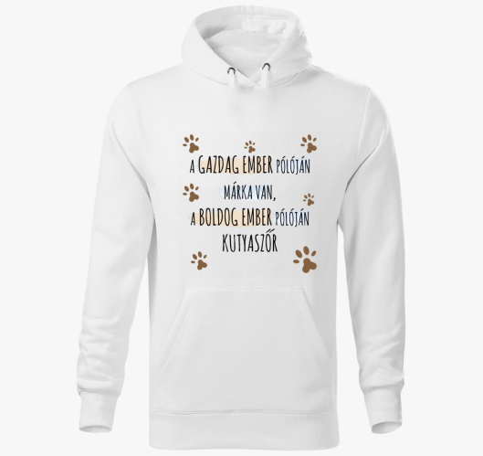 A boldog ember kapucnis pulóve...