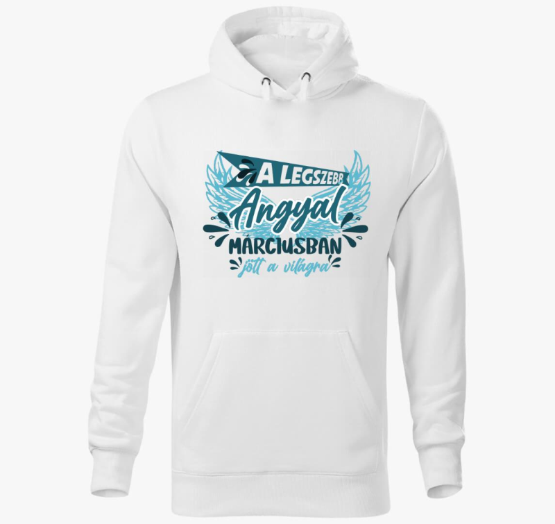 Márciusban született angyal kapucnis pulóver