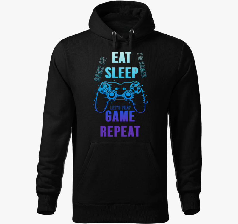 Eat sleep play game repeat kapucnis pulóver