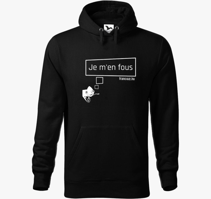Nem érdekel! fehér feliratú kapucnis pulóver