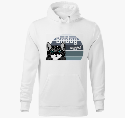 Macska mintás kapucnis pulóver...