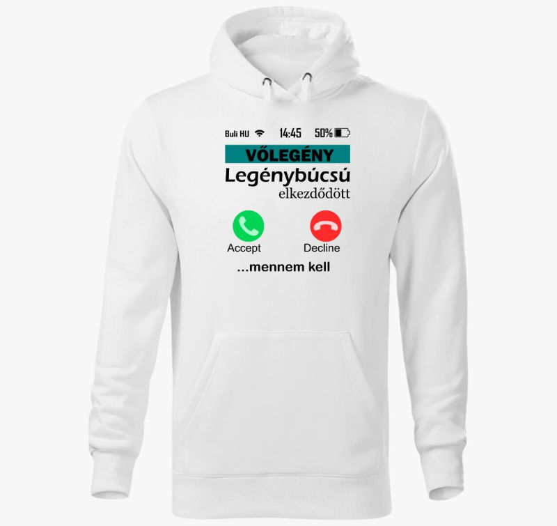 Telefonos legénybúcsús vőlegény kapucnis pulóver