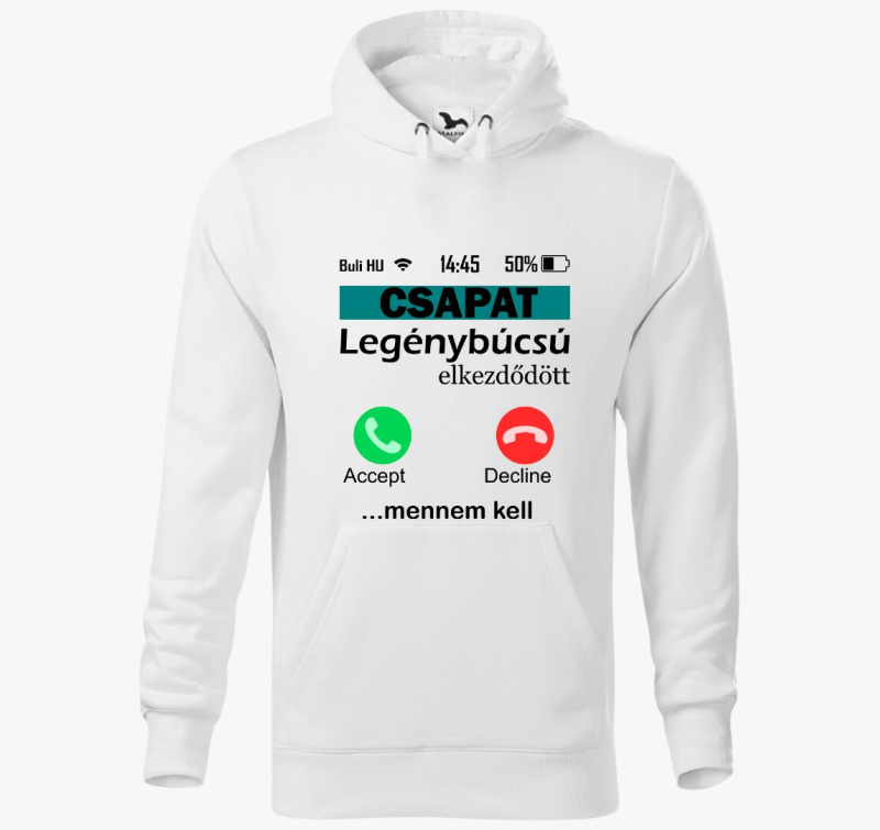 Telefonos legénybúcsús csapat kapucnis pulóver