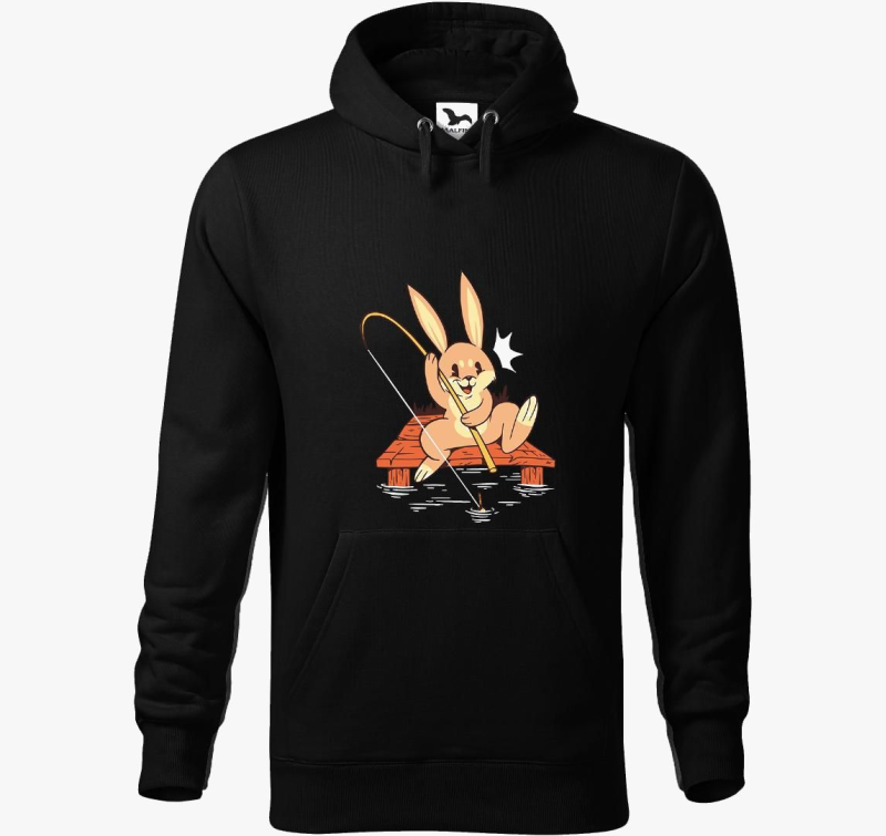 Horgász nyuszi kapucnis pulóver