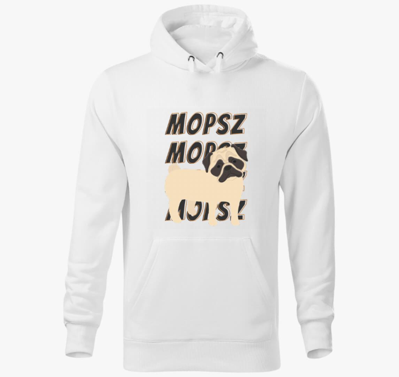 Mopsz mintás kapucnis pulóver